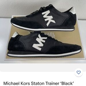 Michael Kors Station Trainer tennis shoes size 10 women's in black and w…